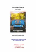 Test bank for Tech Manual for Erjavec&rsquo;s Automotive Technology A Systems Approach&comma; 4th Edition with test questions and answers graded A&plus;