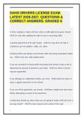 DAHO DRIVERS LICENSE EXAM&period; LATEST 2026-2027&period; QUESTIONS & CORRECT ANSWERS&period; GRADED A