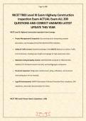 NICET TR03 Level III Exam Highway Construction Inspection Exam ACTUAL Exam ALL 200 QUESTIONS AND CORRECT ANSWERS LATEST UPDATE THIS YEAR