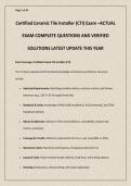 Certified Ceramic Tile Installer &lpar;CTI&rpar; Exam &ndash;ACTUAL EXAM COMPLETE QUESTIONS AND VERIFIED SOLUTIONS LATEST UPDATE THIS YEAR&period;pdf