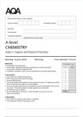 AQA A-level CHEMISTRY Paper 1&comma; 2 & 3 JUNE 2025 QUESTION PAPERS