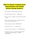 BIOD 101 Module 2 Complete Exam  Study Questions with Verified  Answers Already Graded A&plus;
