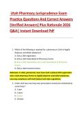 Utah Pharmacy Jurisprudence Exam  Practice Questions And Correct Answers  &lpar;Verified Answers&rpar; Plus Rationale 2026  Q&A&vert; Instant Download Pdf  