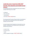 Leadership exam 2 study Exam 2026&ndash;2027   Accurate  Exam Questions and Verified Correct  Answers 