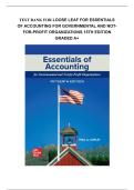 Test bank for Loose Leaf for Essentials of Accounting for Governmental and Not-for-Profit Organizations 15th Edition with test questions and answers graded A&plus;