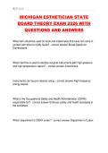 MICHIGAN ESTHETICIAN STATE  BOARD THEORY EXAM 2026 WITH  QUESTIONS AND ANSWERS