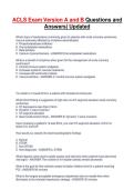 ACLS Exam Version A and B Questions and Answers&vert; Updated