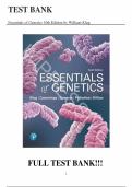 Test bank for Essentials of Genetics 10th Edition with test questions and answers graded A&plus;