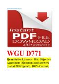 WGU D771 Quantitative Literacy OA Objective Assessment Questions And Answers Latest 2026 Update 100&percnt; Correct