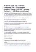 Maternity HESI Test bank With  Questions And Correct Verified  Answers &vert; Latest 2026-2027 &vert; Already  Graded A&plus; &vert; 100&percnt;Guaranteed Pass