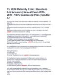 RN HESI Maternity Exam &vert; Questions  And Answers &vert; Newest Exam 2026 2027 &vert; 100&percnt; Guaranteed Pass &vert; Graded  A&plus;