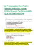 AZ PT Jurisprudence Exam Practice  Questions And Correct Answers  &lpar;Verified Answers&rpar; Plus Rationale 2026  Q&A&vert; Instant Download Pdf  