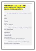 Telecom Test 1 &lpar;Ch&period; 1 - 4&rpar;&period; Latest edition 2026-2027&period; Questions & Correct Answers&period; Graded A