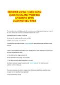NUR2459 Mental Health EXAM QUESTIONS AND VERIFIED ANSWERS 100&percnt; GUARANTEED PASS&period;