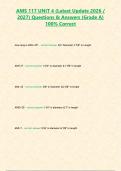 AMS 117 UNIT 4 &lpar;Latest Update 2026 2027&rpar; Questions & Answers -Grade A- 100- Correct