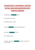 AIR METHODS CC PARAMEDIC UPDATED  ACTUAL EXAM 2026 QUESTIONS WITH  VERIFIED ANSWERS