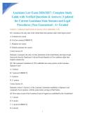 Louisiana Law Exam 2026&sol;2027 &vert; Complete Study Guide with Verified Questions & Answers &vert; Updated for Current Louisiana State Statutes and Legal Procedures &vert; Pass Guaranteed - A&plus; Graded