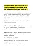 NURS663 EXAM 1 ADHD MEDICATIONS FINAL PAPER 2026 FULL QUESTIONS WITH CORRECT ANSWERS GRADED A&plus;
