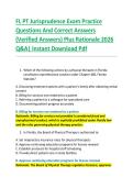 FL PT Jurisprudence Exam Practice  Questions And Correct Answers  &lpar;Verified Answers&rpar; Plus Rationale 2026  Q&A&vert; Instant Download Pdf  