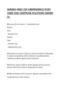 NURSING RNSG 2221 JURISPRUDENCE STUDY GUIDE 2026 QUESTIONS SOLUTIONS GRADED A&plus;