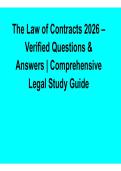 The Law of Contracts 2026 &ndash; Verified Questions & Answers Comprehensive Legal Study Guide &lpar;2026 Updated&rpar;