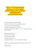  WGU C715 Organizational Behavior OA Prep EXAM QUESTUIONS AND VERIFIED ANSWERS100&percnt; GUARANTEED PASS