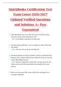 QuickBooks Certification Test  Exam Latest 2026&sol;2027  Updated Verified Questions  and Solutions A&plus; Pass  Guaranteed 