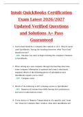 Intuit QuickBooks Certification  Exam Latest 2026&sol;2027  Updated Verified Questions  and Solutions A&plus; Pass  Guaranteed