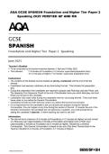 AQA GCSE SPANISH Foundation and Higher Tier Paper 2 Speaking 2025 VERIFIED QP AND MS