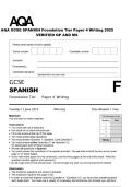 AQA GCSE SPANISH Foundation Tier Paper 4 Writing 2025 VERIFIED QP AND MS