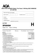 AQA GCSE SPANISH Higher Tier Paper 4 Writing 2025 VERIFIED QP AND MS