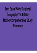 Test Bank for World Regional Geography&comma; 7th Edition by Hobbs &ndash; Comprehensive Study Resource &lpar;2026 Updated&rpar;