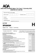 AQA GCSE SPANISH Higher Tier Paper 1 Listening 2025 VERIFIED QP AND MS