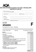 AQA GCSE SPANISH Foundation Tier Paper 3 Reading 2025 VERIFIED QP AND MS