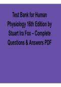 Test Bank for Human Physiology&comma; 16th Edition by Stuart Ira Fox &ndash; Complete Questions & Answers PDF &lpar;2026 Updated&rpar;