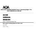 AQA GCSE GERMAN 8668&sol;SH Paper 2 Speaking Higher Tier 2025 VERIFIED QP AND MS