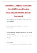 QuickBooks Complete Exam Latest  2026&sol;2027 Updated Verified  Questions and Solutions A&plus; Pass  Guaranteed
