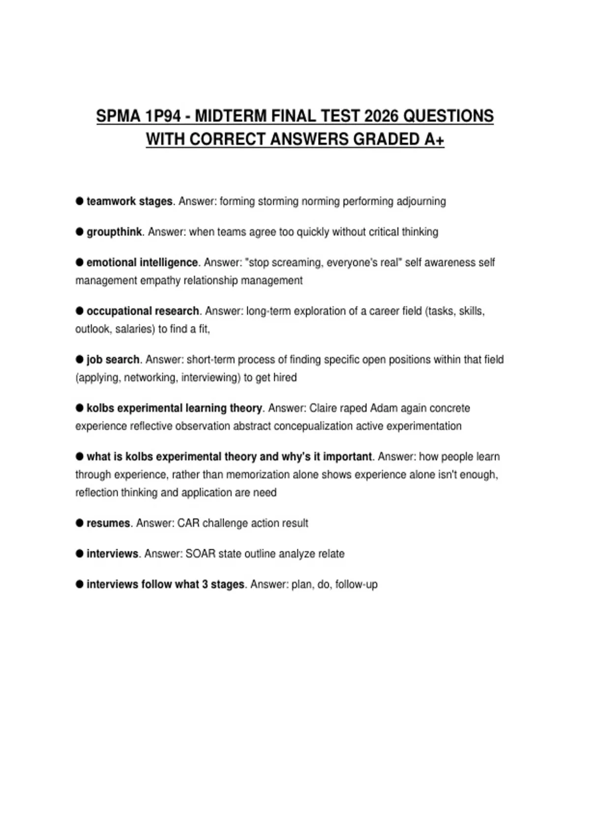 SPMA 1P94 - MIDTERM FINAL TEST 2026 QUESTIONS WITH CORRECT ANSWERS ...