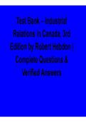 Industrial Relations in Canada 3rd Edition Robert Hebdon Test Bank Complete Questions and Solutions Study Guide 2025&sol; 2026