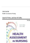 Test Bank for Health Assessment in Nursing 7th Edition &lpar;Wolters Kluwer Health &rpar;by Janet R&period; Weber and Jane H&period; Kelley&comma; ISBN No&semi; 9781975172572&comma; all Chapters Covered &lpar;NEWEST 2025&rpar;