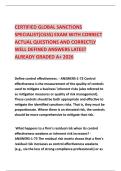 CERTIFIED GLOBAL SANCTIONS SPECIALIST&lpar;CGSS&rpar; EXAM WITH CORRECT ACTUAL QUESTIONS AND CORRECTLY WELL DEFINED ANSWERS LATEST ALREADY GRADED A&plus; 2026