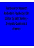 Research Methods in Psychology 5th Edition Beth Morling Test Bank Complete Questions and Solutions Study Guide 2025&sol; 2026