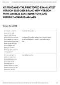 ATI FUNDAMENTAL PROCTORED EXAM LATEST VERSION 2025-2026 BRAND NEW VERSION WITH 400 REAL EXAM QUESTIONS AND CORRECT ANSWERS&lowbar;AGRADE