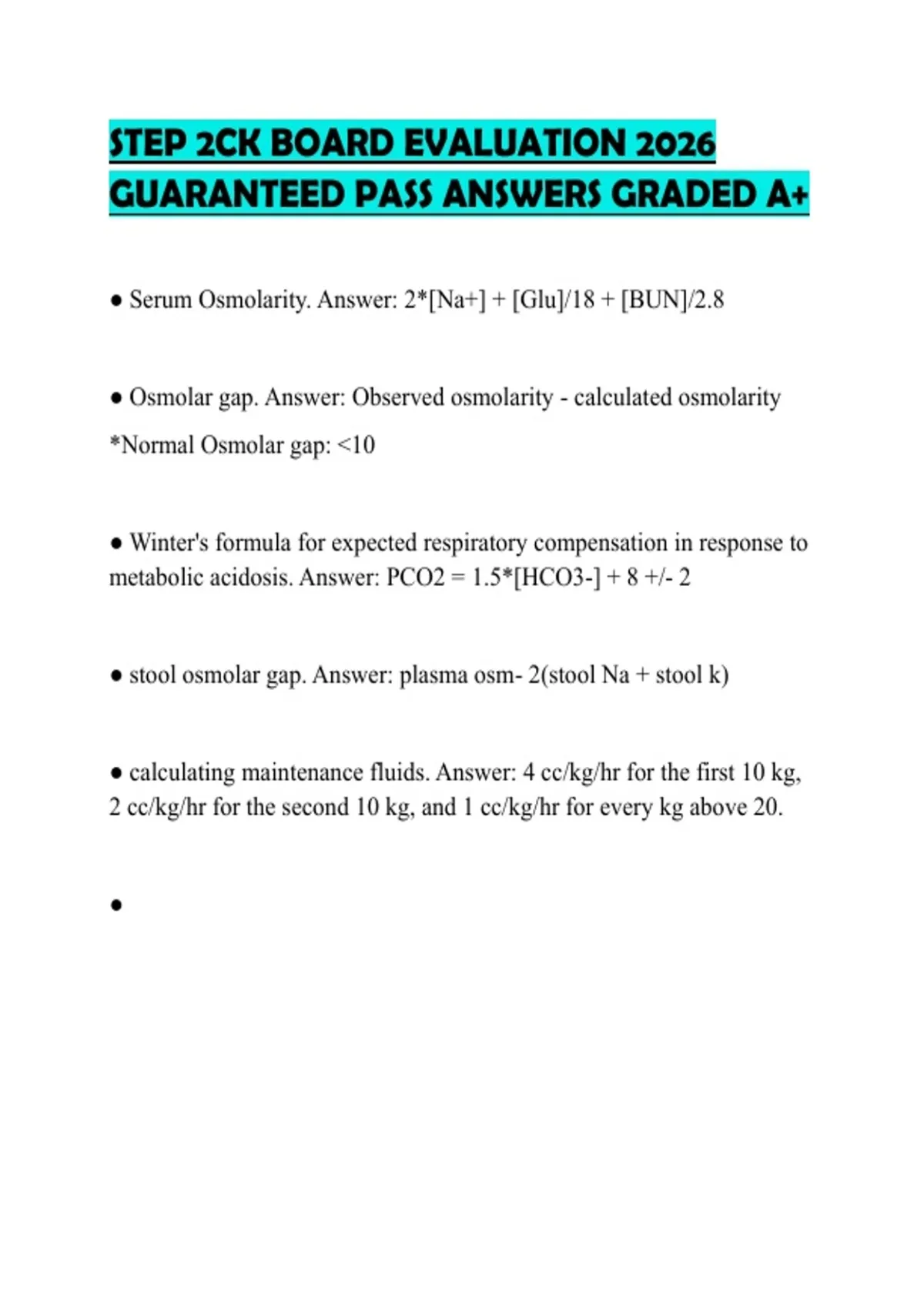 STEP 2CK BOARD EVALUATION 2026 GUARANTEED PASS ANSWERS GRADED A+ - STEP ...