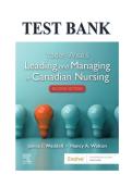 TEST BANK FOR Yoder-Wise's Leading and Managing in Canadian Nursing&comma; 2nd Edition by Patricia S&period; Yoder-Wise&comma; Janice Waddell&comma; and Nancy Walton ISBN&colon; 9781771721677 ALL CHAPTERS COVERED 100&percnt; VERIFIED A&plus; GRADE ASSURED&excl;&excl;&excl;&excl;&excl;NEW LATEST UPDATE&excl;&excl;&excl;&excl;&excl;