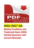WGU D027 OA &ndash; Medical Conditions and Treatments Exam &lpar;2026&rpar; Verified Questions with Correct Rationales