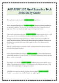 A&P APHY 102 Final Exam Ivy Tech 2026 Study Guide