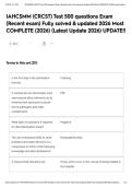 IAHCSMM &lpar;CRCST&rpar; Test 500 questions Exam &lpar;Recent exam&rpar; Fully solved & updated 2026 Most COMPLETE &lpar;2026&rpar; &lpar;Latest Update 2026&rpar; UPDATE&excl;&excl;