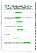 APHY 102 Anatomy and Physiology Practice Final Exam 2026 Guide