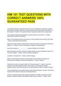 HIM 101 TEST QUESTIONS WITH CORRECT ANSWERS 100&percnt; GUARANTEED PASS